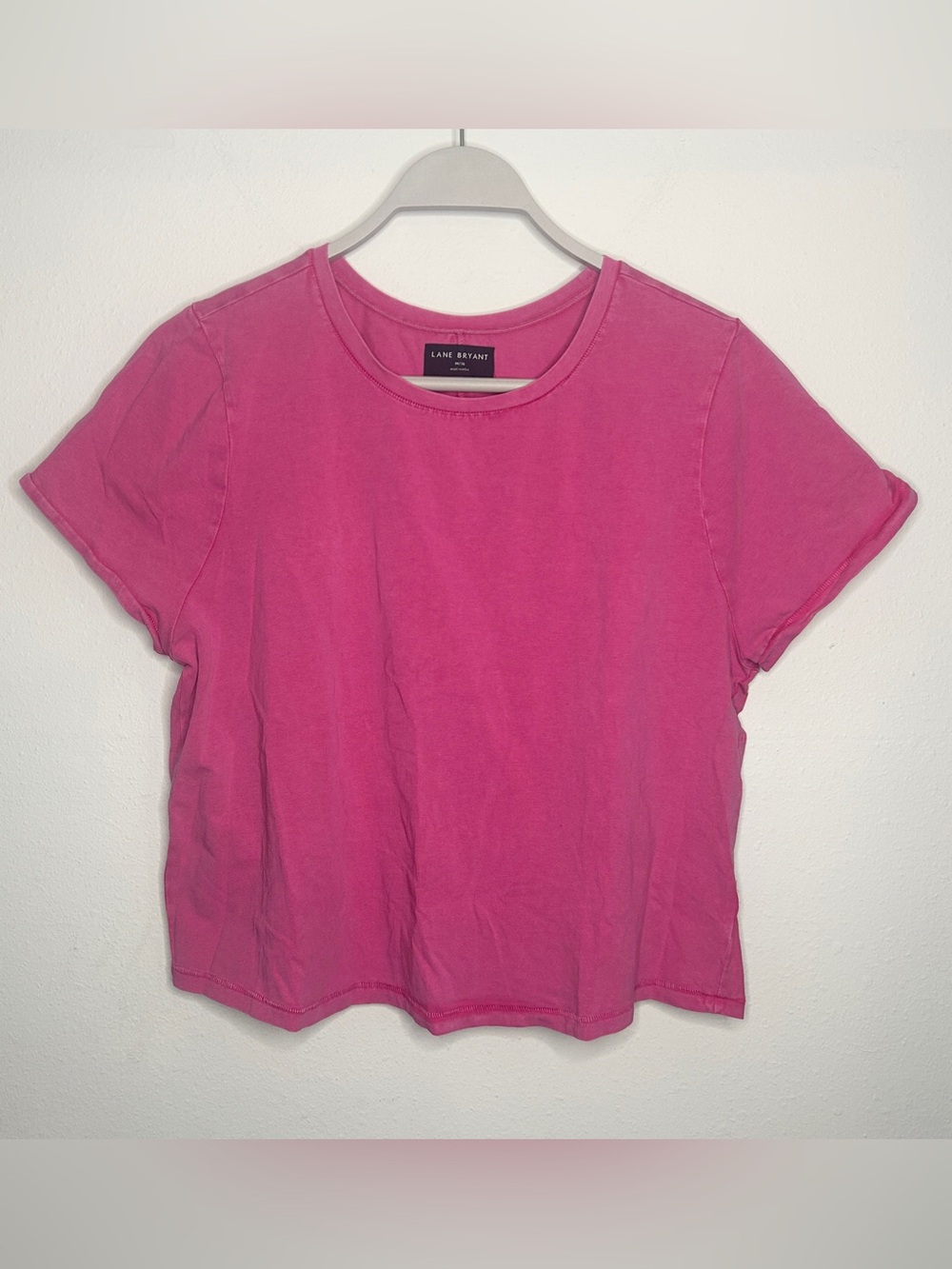 Lane Bryant Pink Size XL (14/16) Crewneck Cropped Tee